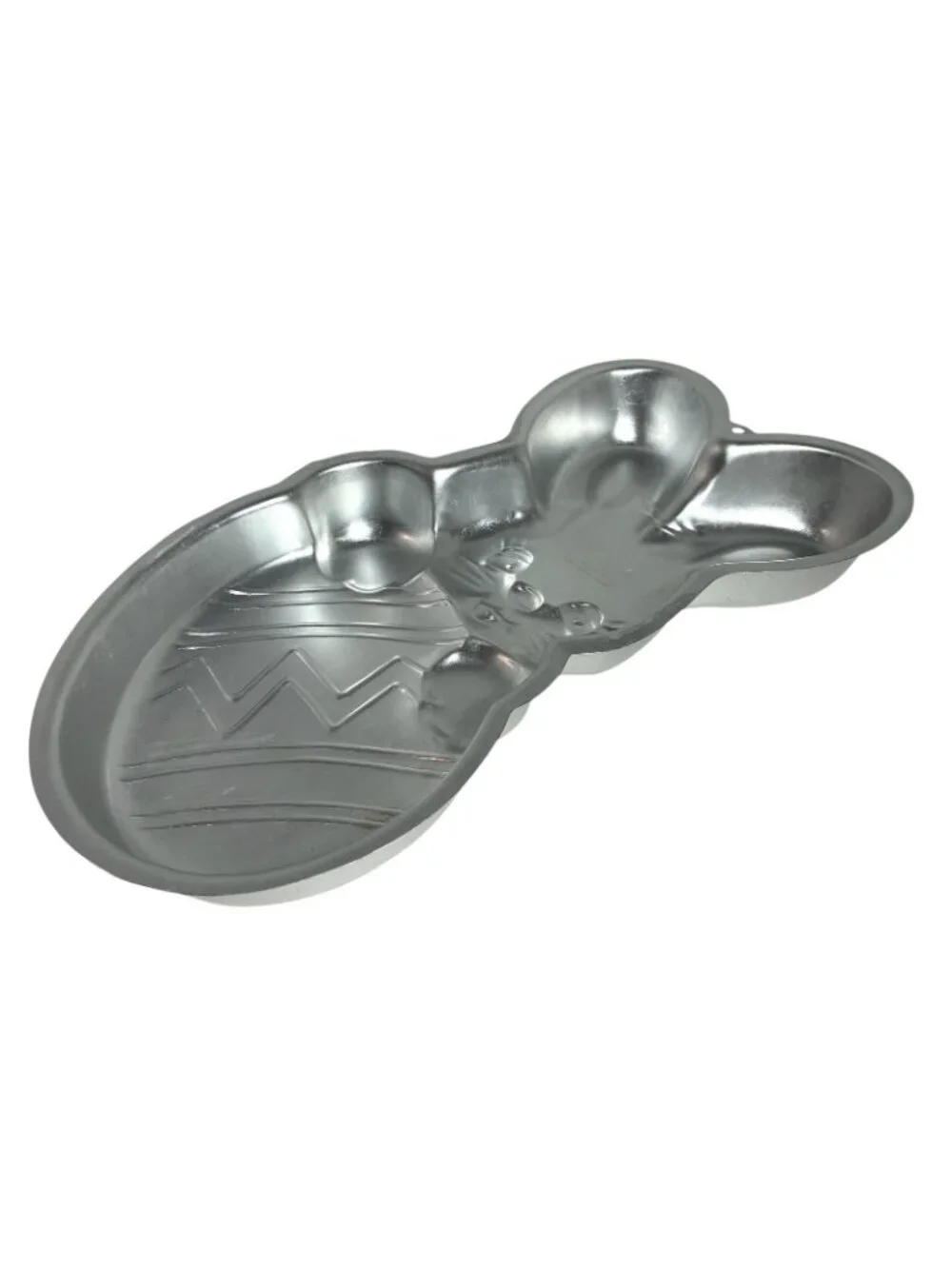 Wilton Peek-A-Boo Bunny Easter Egg Cake Pan Mold #2105-4395 Silver Aluminum VTG